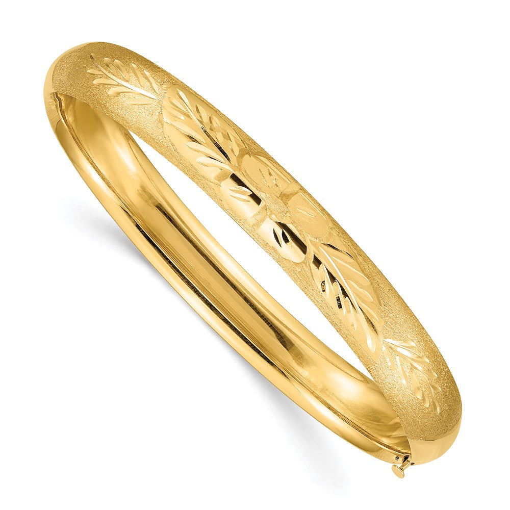 14k 5/16 Oversize Florentine Engraved Hinged Round Bangle Bracelet