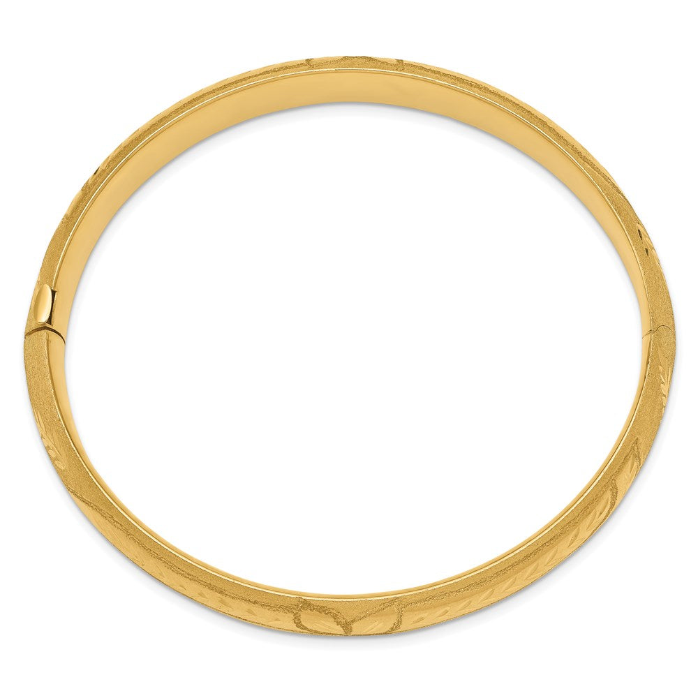 14k 7/16 Oversize Florentine Engraved Hinged Round Bangle Bracelet