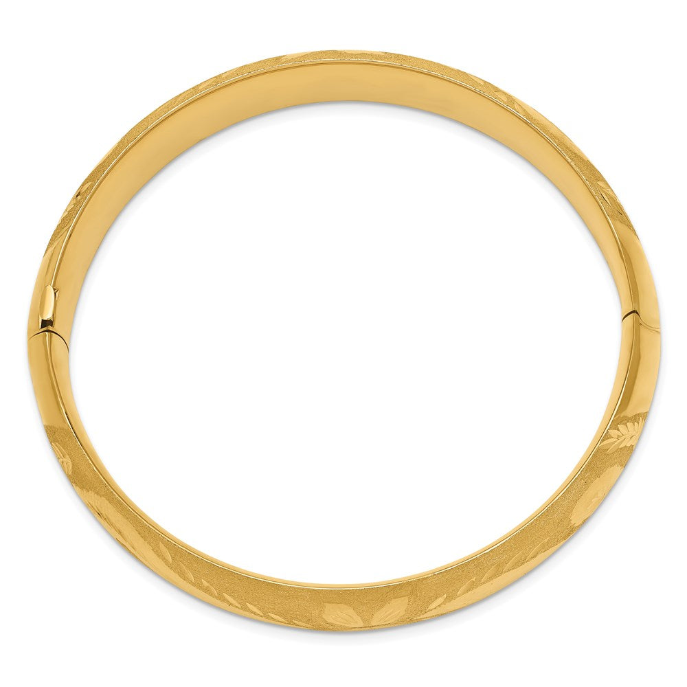 14k 9/16 Florentine Engraved Hinged Round Bangle Bracelet
