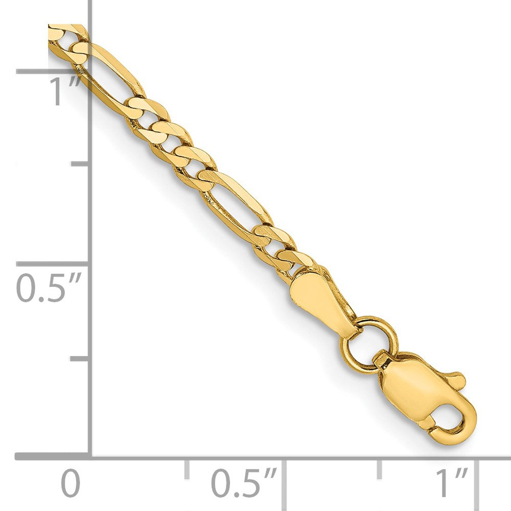 14K 8 inch  2.75mm Flat Figaro with Lobster Clasp Bracelet