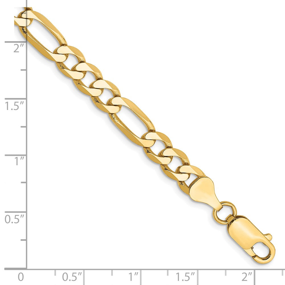 14K 8 inch 6.25mm Flat Figaro with Lobster Clasp Bracelet