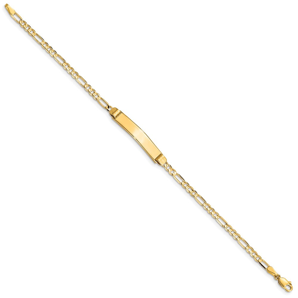 14k Polished Solid Chain/Solid Plate Figaro Link 24.5x Plate ID Bracelet
