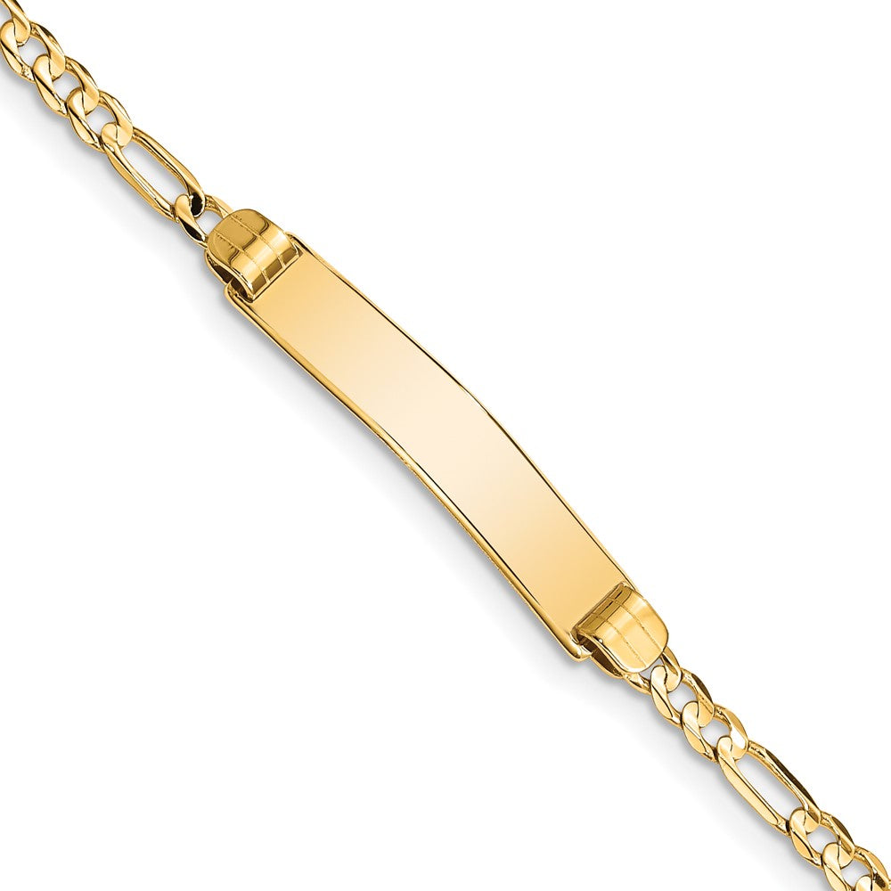 14k Polished Solid Chain/Solid Plate Figaro Link 24.5x Plate ID Bracelet