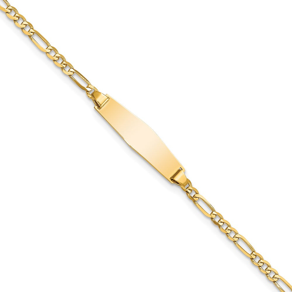 14k Soft Diamond Shape Figaro ID Bracelet