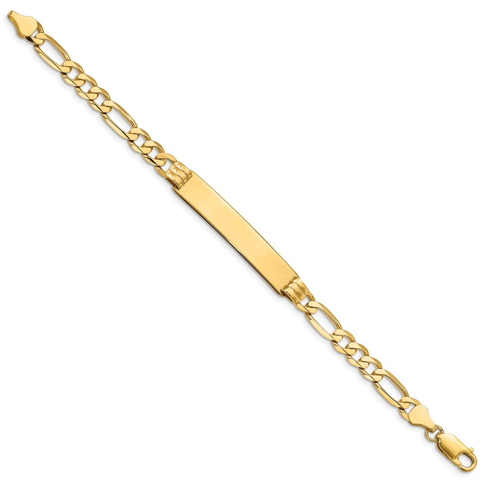 14k Polished Solid Chain/Solid Plate Figaro Link 39x Plate ID Bracelet