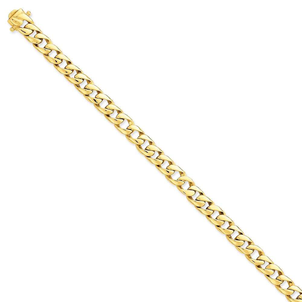 14K 9 inch 8mm Hand Polished Curb Link with Box Catch Clasp Bracelet