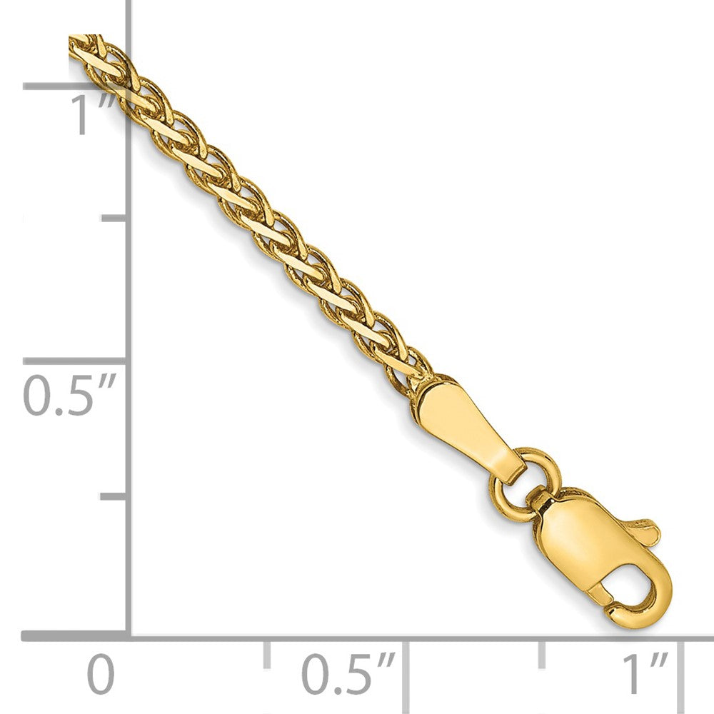 14K 7 inch 1.9mm Flat Wheat with Lobster Clasp Bracelet