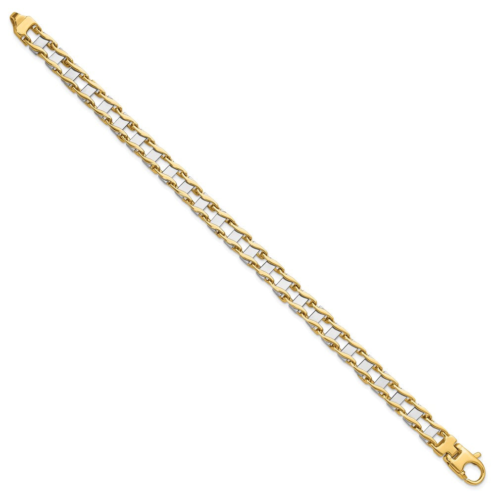 14k Two-tone Hand-polished Fancy Link Bracelet