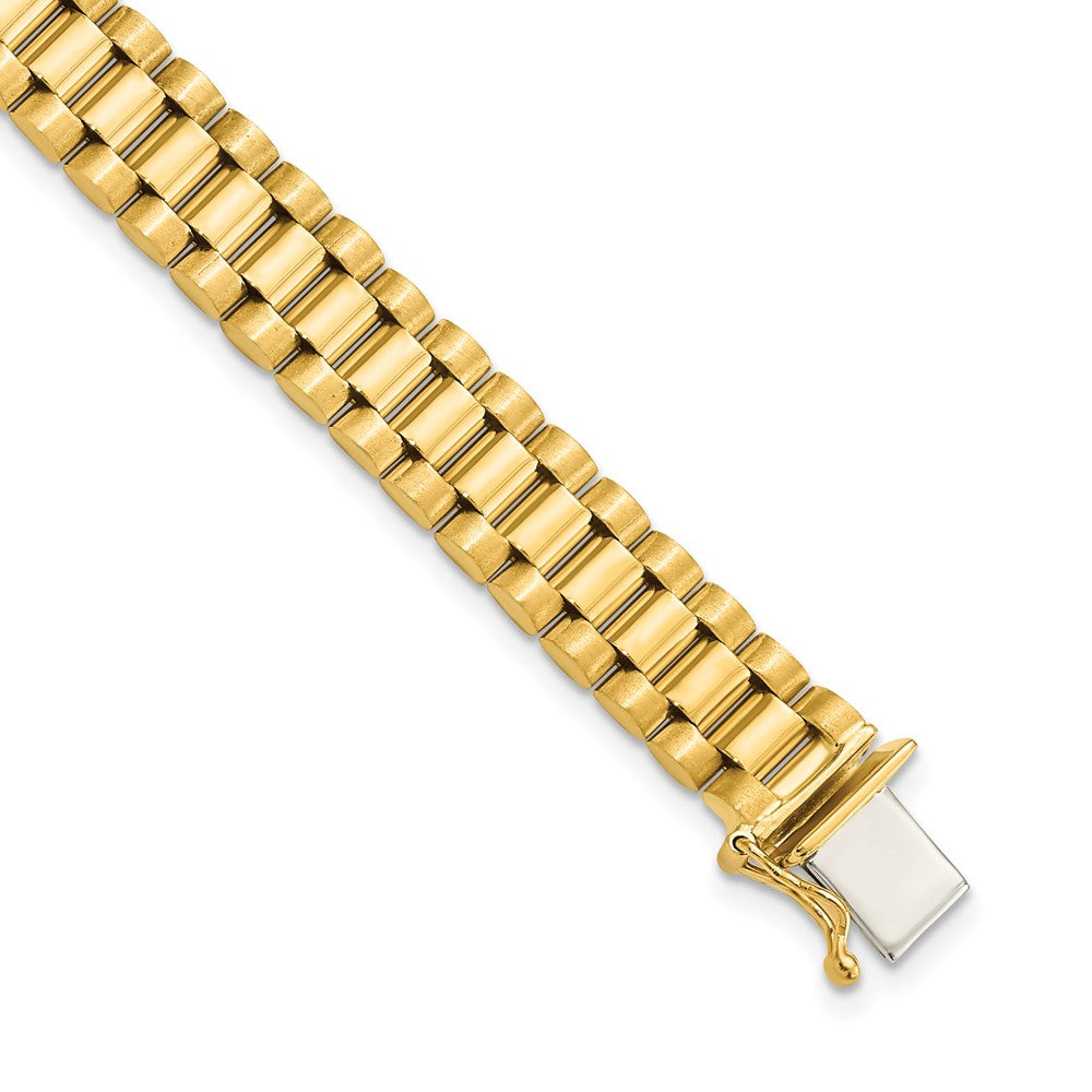 14K Men's Satin and Polished Link Bracelet