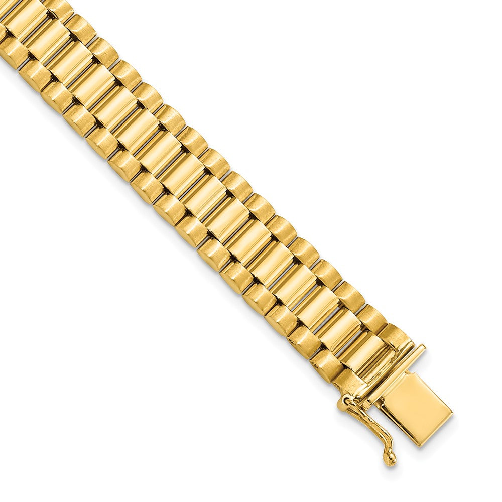 14K Men's Satin and Polished 8in Link Bracelet