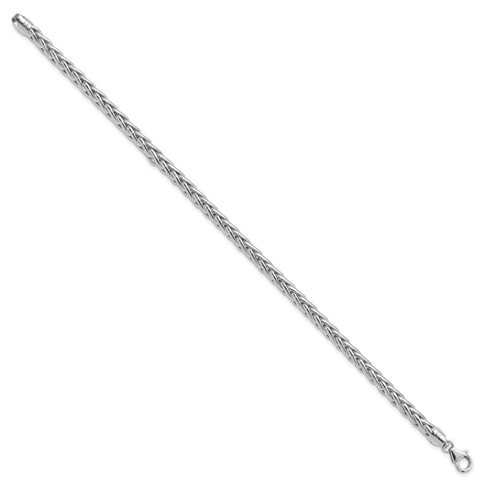 14k White Polished Wheat Chain Bracelet