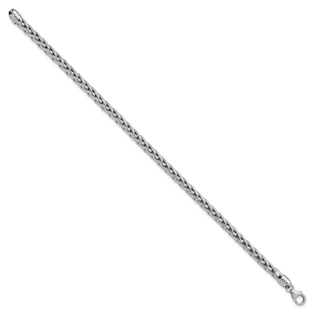 14k White Gold Polished Fancy Wheat Chain Bracelet
