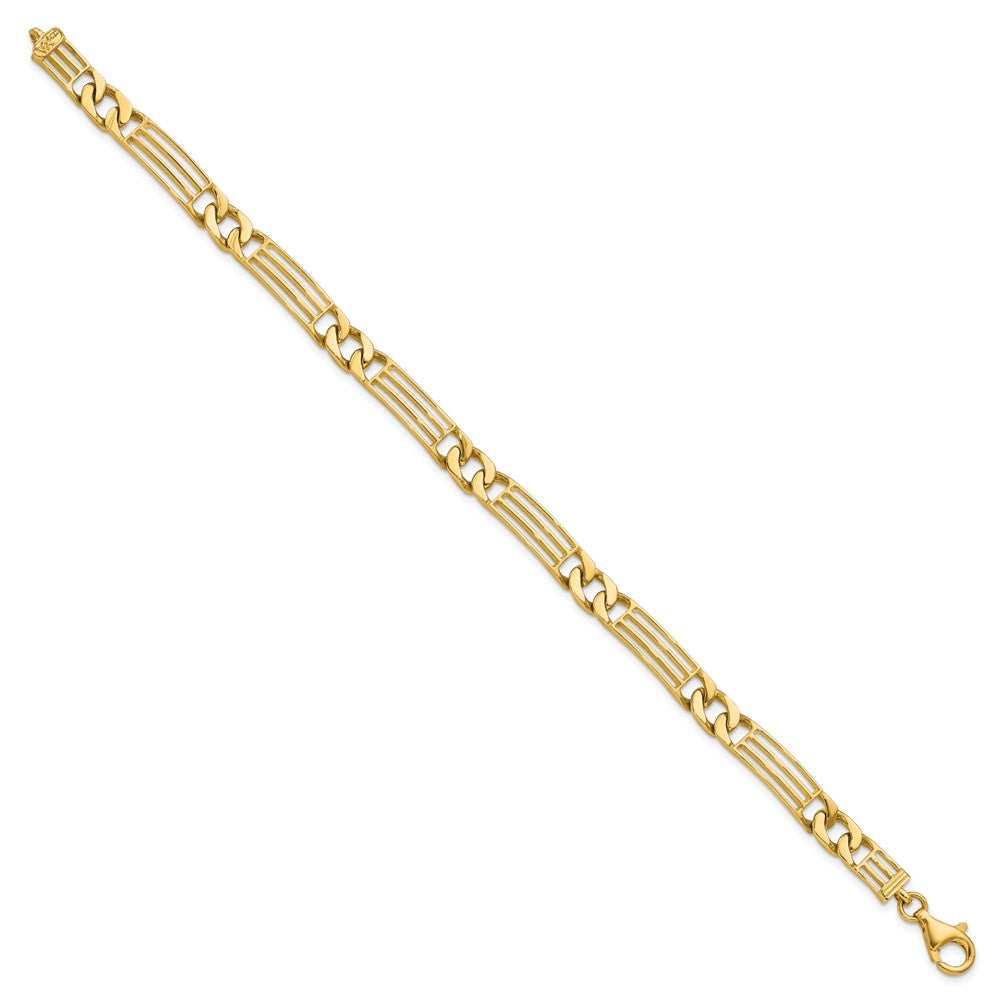 14k Polished Fancy Curb Link and Bars Bracelet