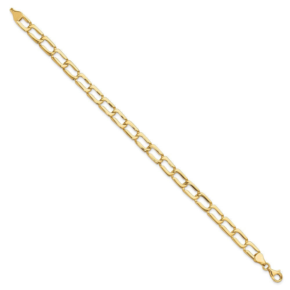 14k Polished Fancy Rectangular Curb Link Bracelet