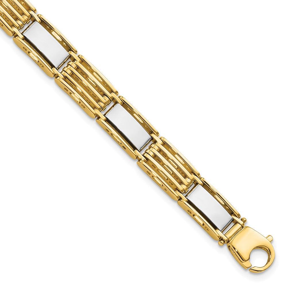 14k Two-tone High Polished 8.5in Mens Link Bracelet