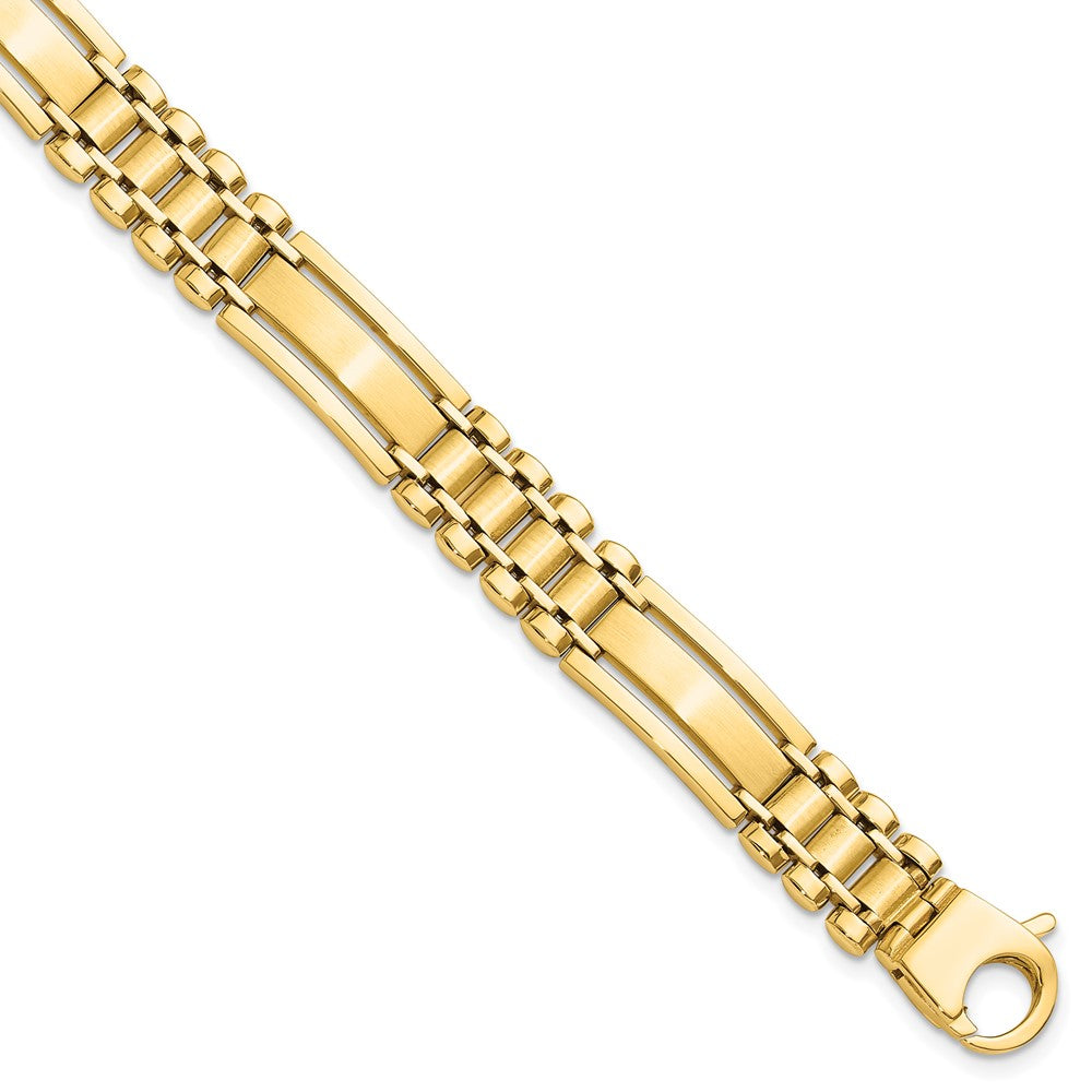 14k Polished and Satin Mens Link Bracelet