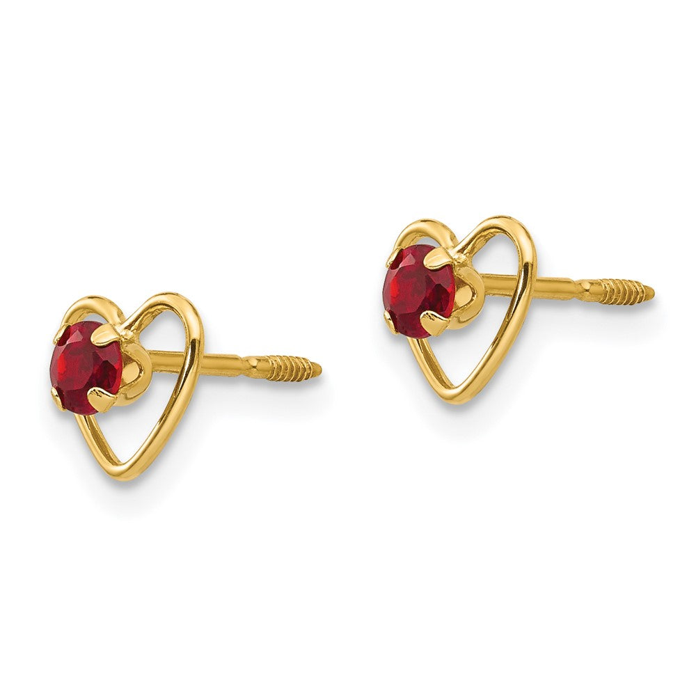 14k Madi K Genuine Garnet Birthstone Heart Earrings