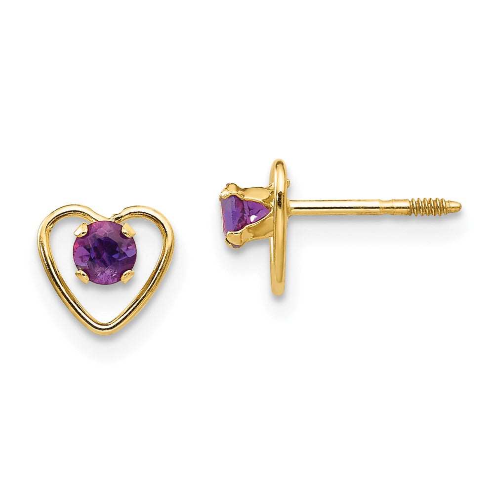 14k Madi K Genuine Amethyst Birthstone Heart Earrings