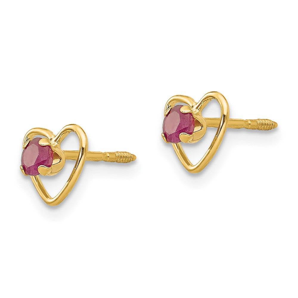 14k Madi K Created Ruby Birthstone Heart Earrings