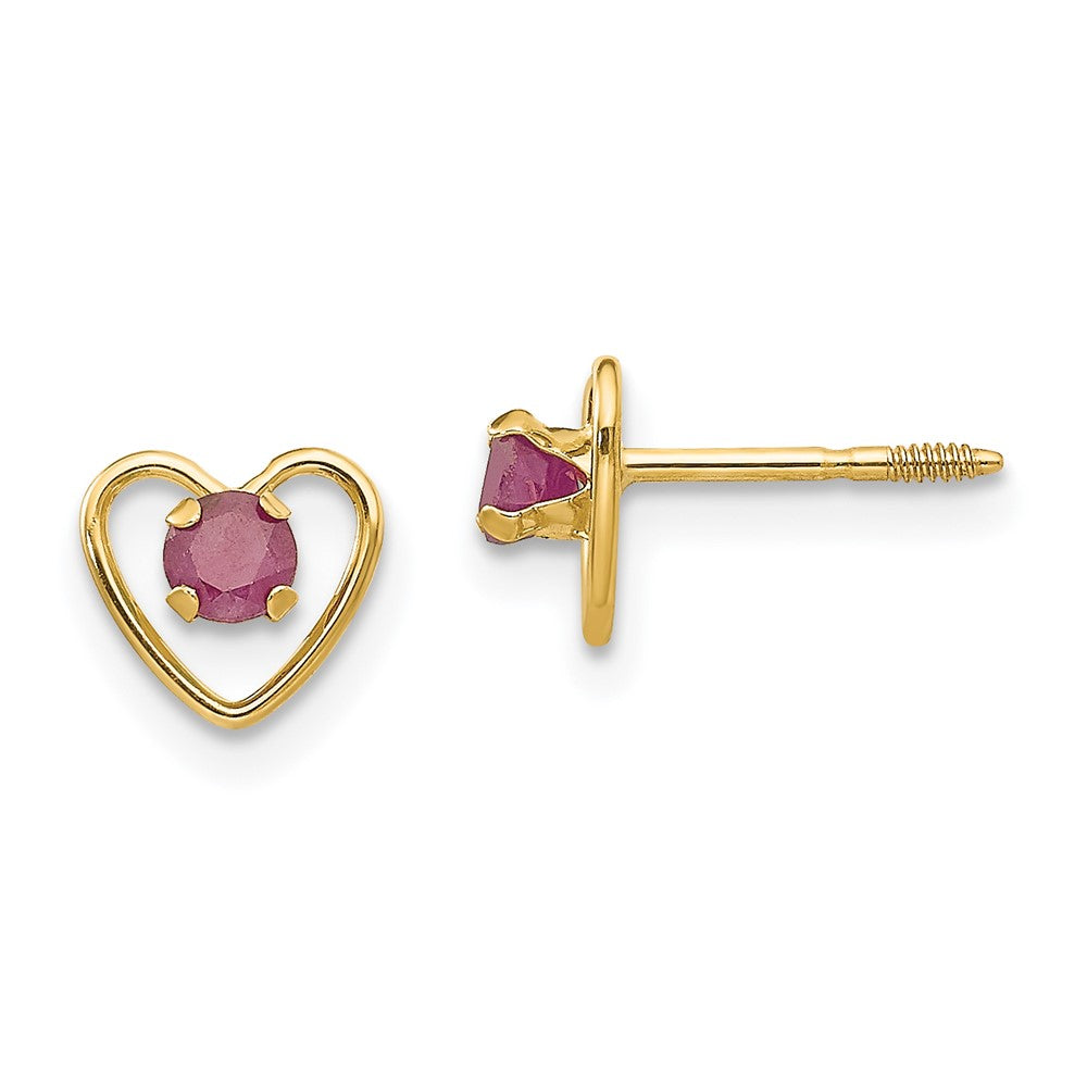 14k Madi K Created Ruby Birthstone Heart Earrings