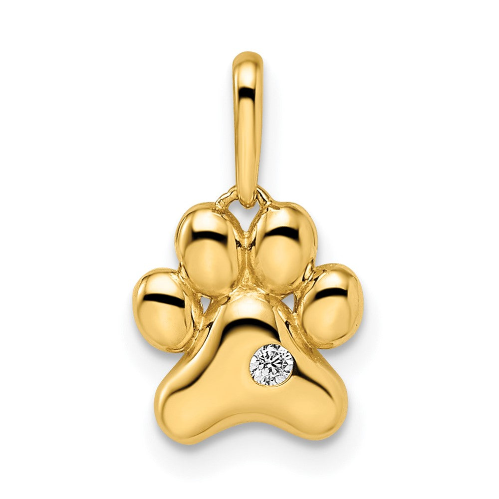 14k Madi K CZ Paw Print Childrens Pendant