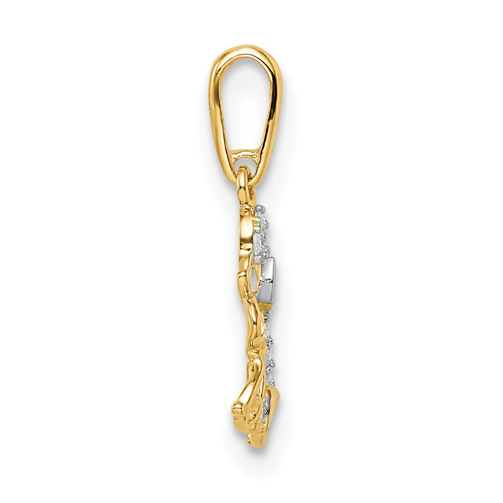 14K and White Rhodium Madi K CZ Dog and Puppy Pendant