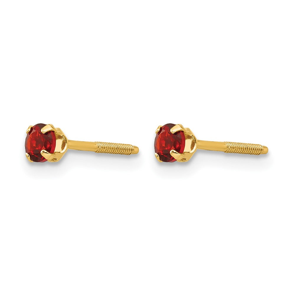 14k Madi K Round Garnet Birthstone Screwback Post Earrings