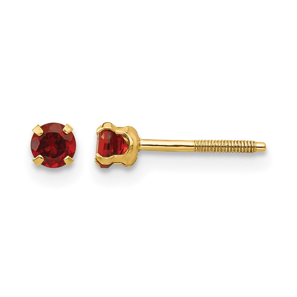 14k Madi K Round Garnet Birthstone Screwback Post Earrings