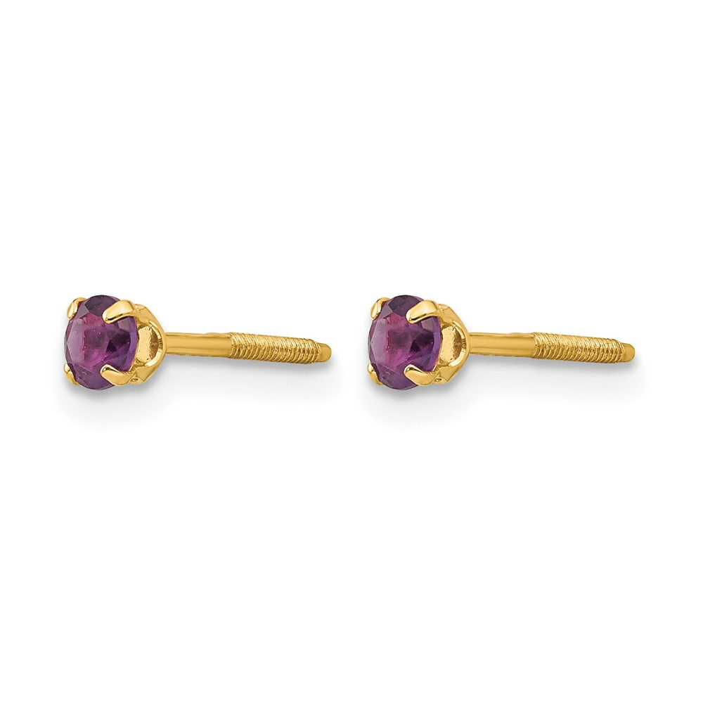 14k Madi K Round Amethyst Birthstone Screwback Post Earrings