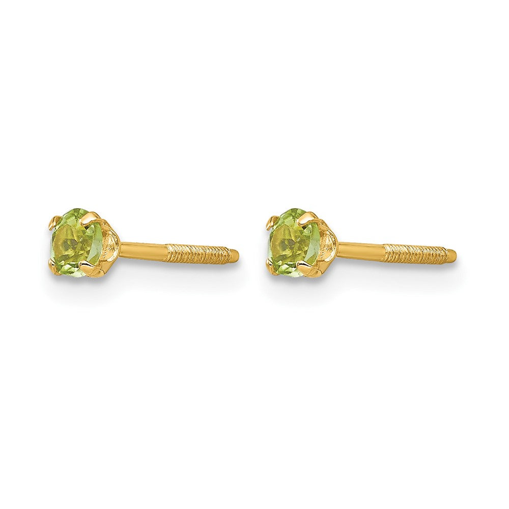 14k Madi K Round Peridot Birthstone Screwback Post Earrings