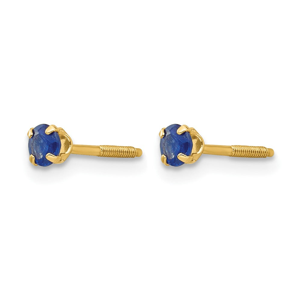 14k Madi K Round Sapphire Birthstone Screwback Post Earrings