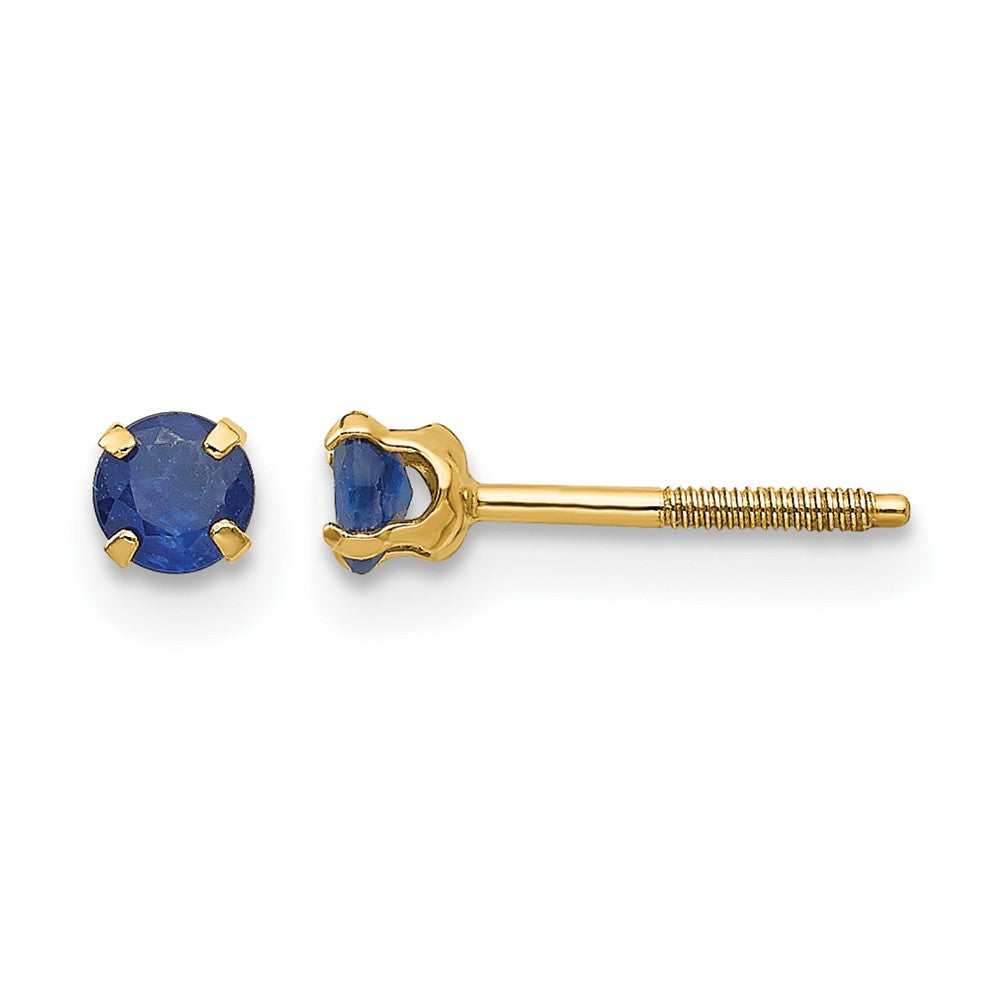 14k Madi K Round Sapphire Birthstone Screwback Post Earrings