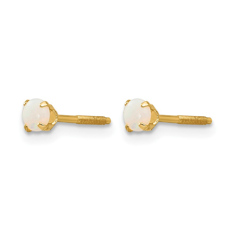 14k Madi K Round Opal Birthstone Screwback Post Earrings