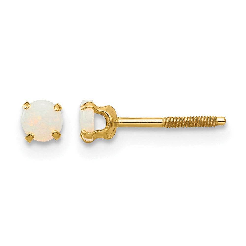 14k Madi K Round Opal Birthstone Screwback Post Earrings