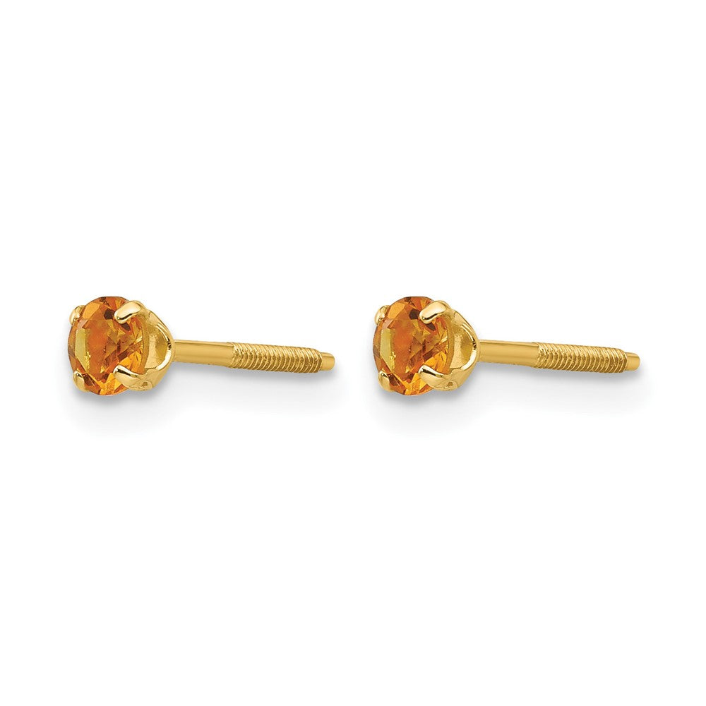 14k Madi K Round Citrine Birthstone Screwback Post Earrings