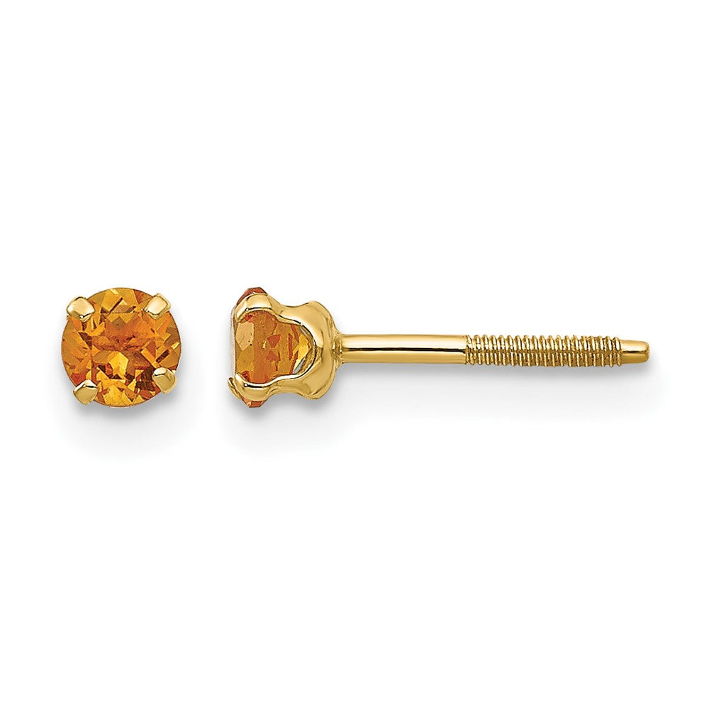 14k Madi K Round Citrine Birthstone Screwback Post Earrings
