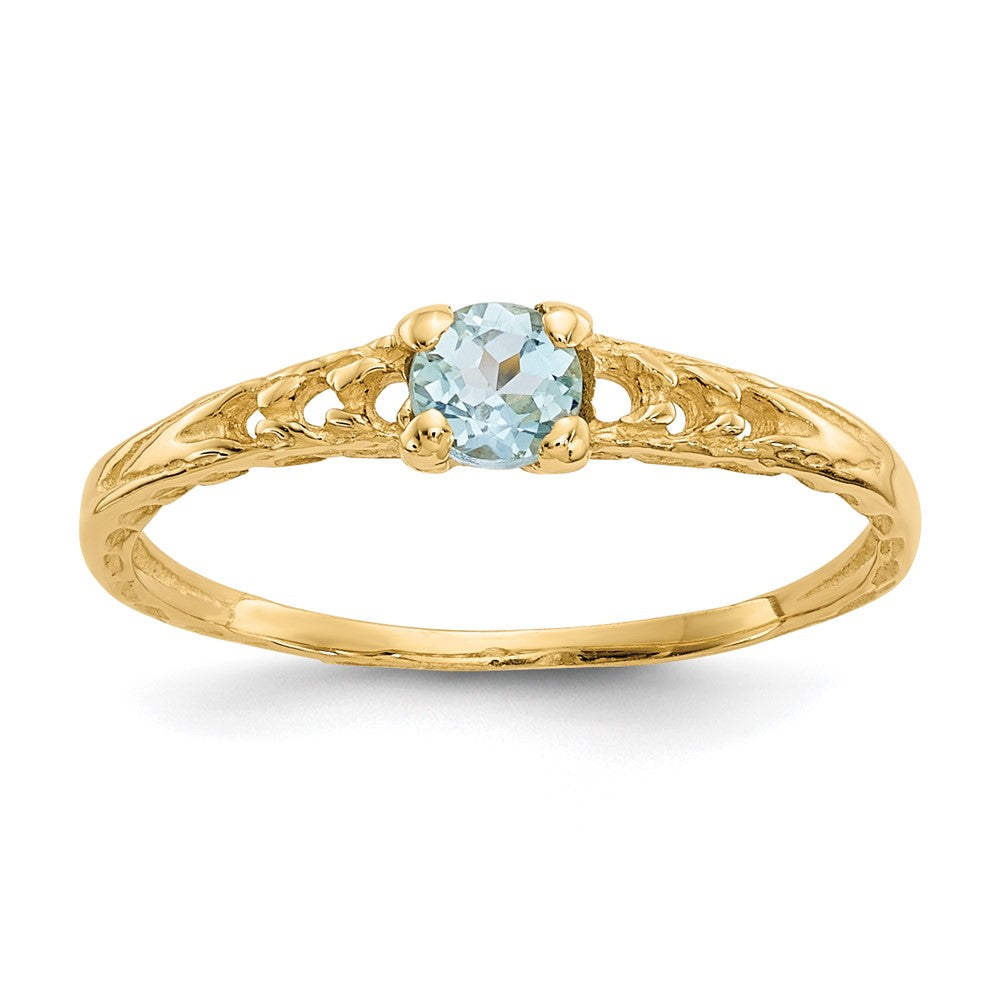 14k Madi K Aquamarine Birthstone Baby Ring