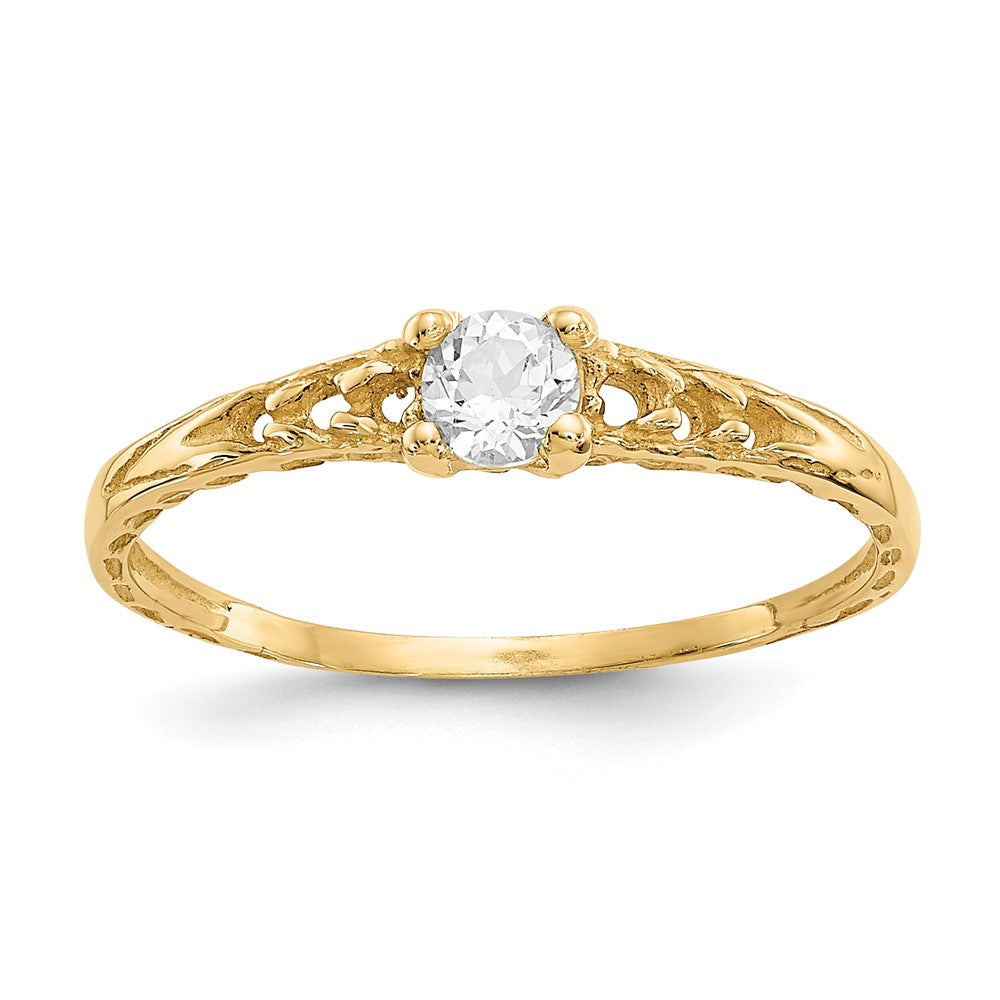 14k Madi K White Topaz Birthstone Size 3 Ring