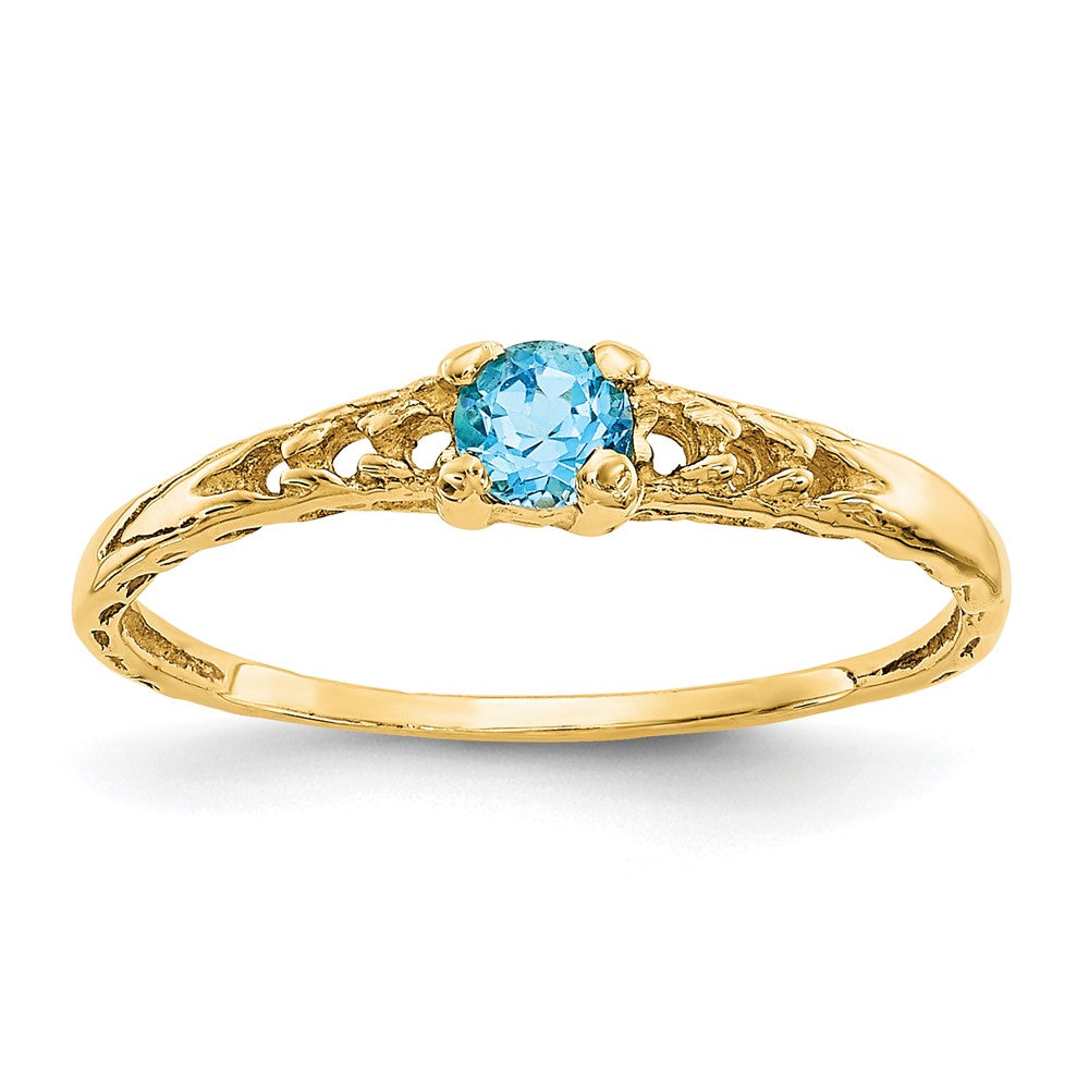 14k Madi K Blue Topaz Birthstone Baby Ring