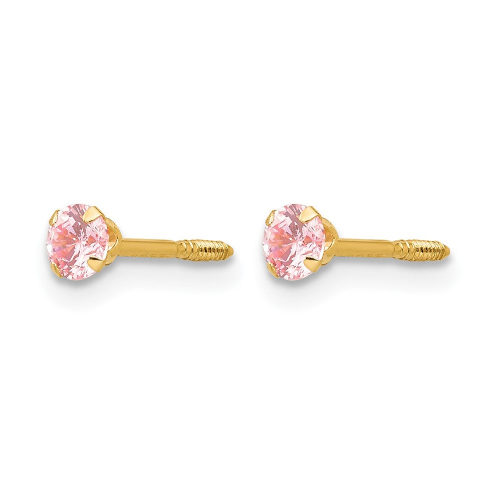 14k Madi K Pink CZ Screwback Post Earrings