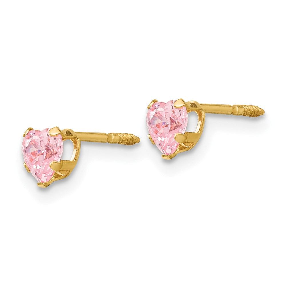 14k Madi K Pink CZ Heart Earrings