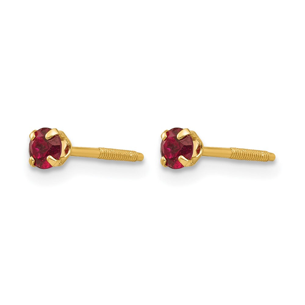 14k Madi K Round Imitation Garnet January Birthstone Screwback Post Earrings