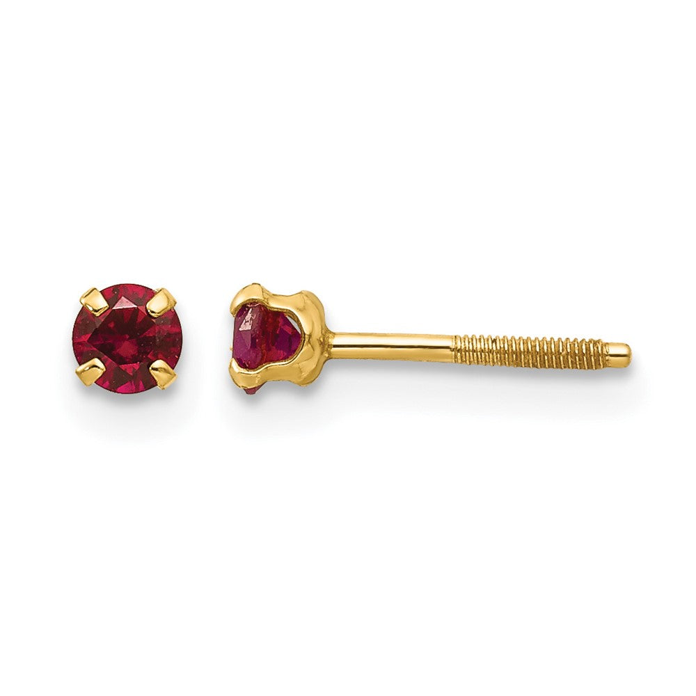 14k Madi K Round Imitation Garnet January Birthstone Screwback Post Earrings