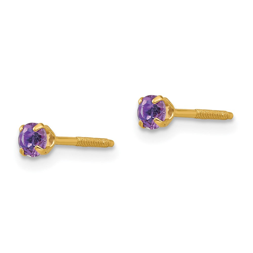 14k Madi K Imitation Amethyst Birthstone Earrings (Feb)