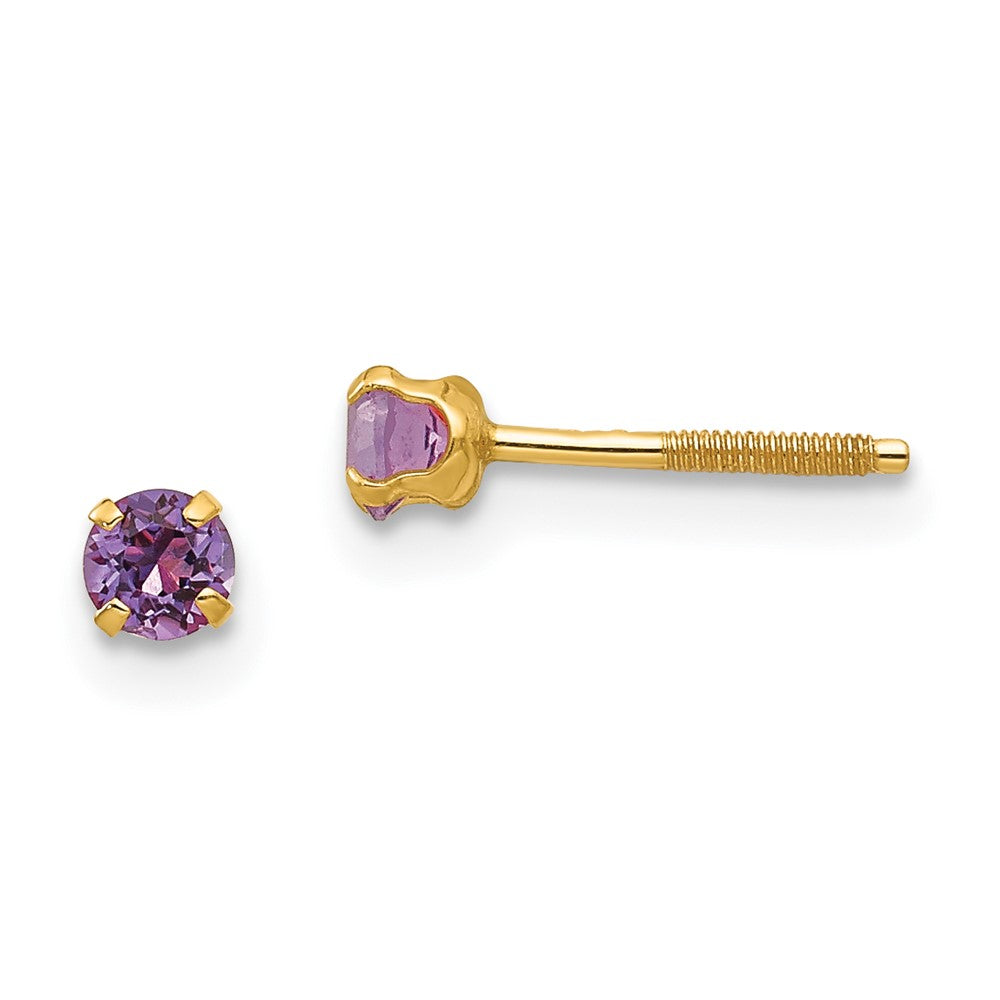 14k Madi K Imitation Amethyst Birthstone Earrings (Feb)