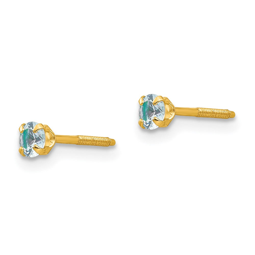 14k Madi K Imitation Aquamarine Birthstone Earrings (Mar)