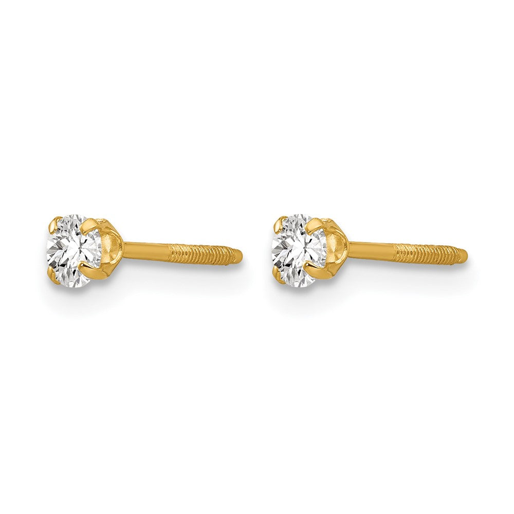 14k Madi K Round Imitation Spinel April Birthstone Screwback Post Earrings