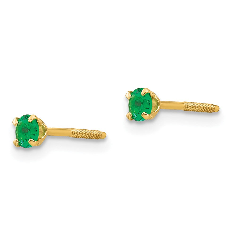14k Madi K Imitation Emerald Birthstone Earrings (May)