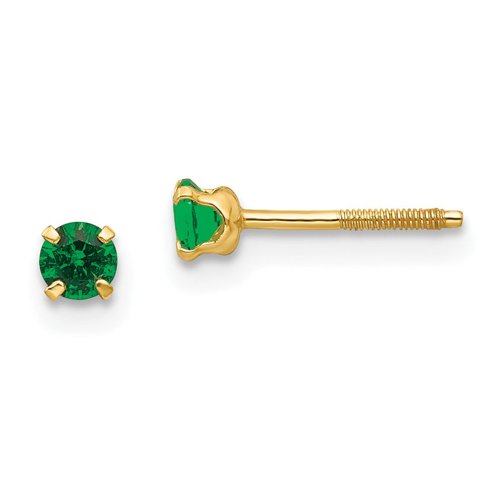 14k Madi K Imitation Emerald Birthstone Earrings (May)