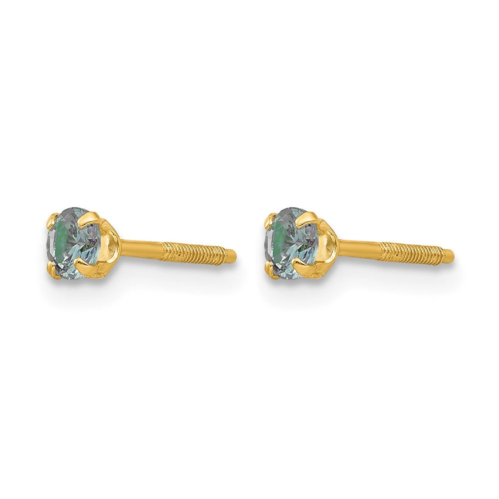 14k Madi K Round Imitation Alexandrite June Birthstone Screwback Post Earrings